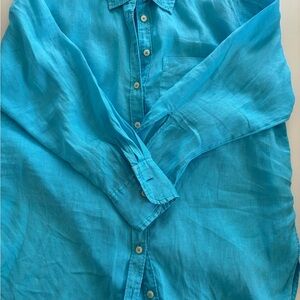 Maeve Turquoise Linen Blouse